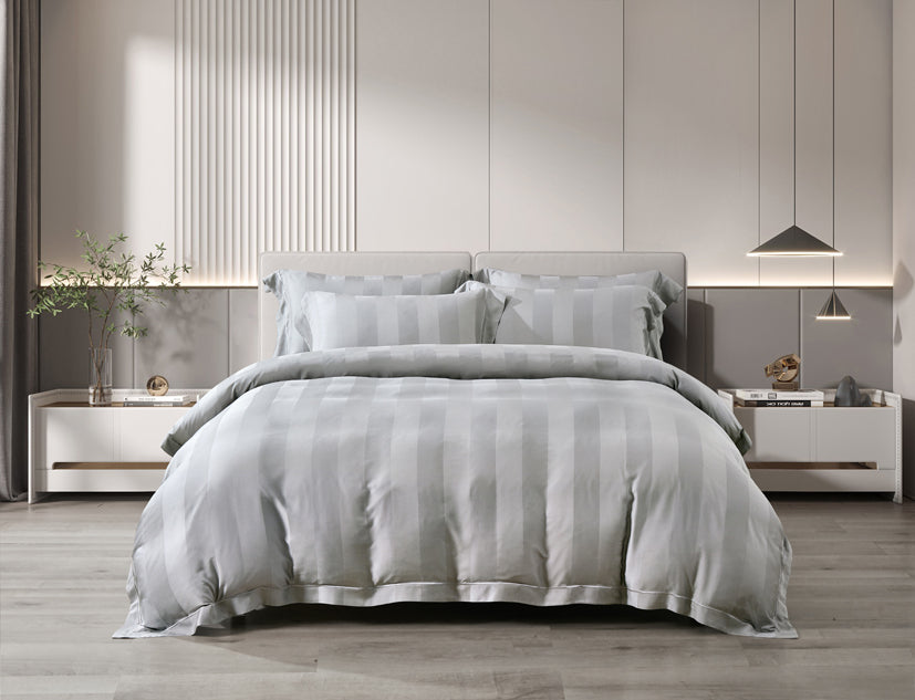 Epitex 1200TC Delores Luxe Modal Dobby (Classic Grey) Fitted Sheet Set | Bedset  | Bedsheet | Soft | Fitted Sheet | Bedsheet Set