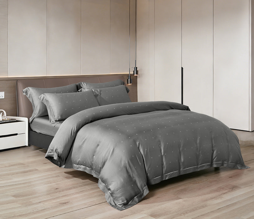 Epitex 1200TC Delores Luxe Modal Dobby (Dark Grey) Fitted Sheet Set | Bedset  | Bedsheet | Soft | Fitted Sheet | Bedsheet Set