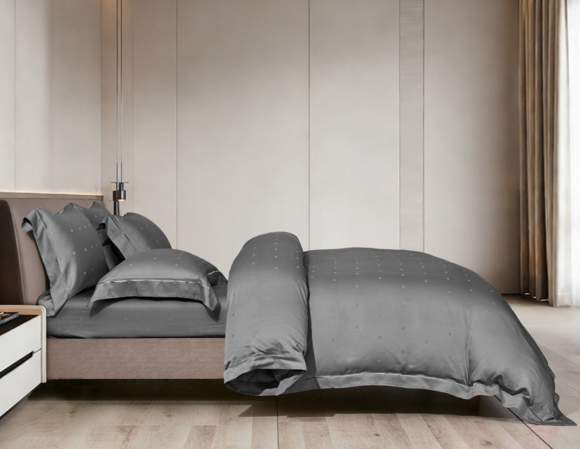Epitex 1200TC Delores Luxe Modal Dobby (Dark Grey) Fitted Sheet Set | Bedset  | Bedsheet | Soft | Fitted Sheet | Bedsheet Set