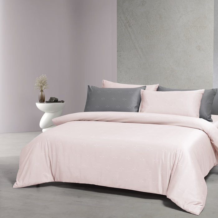 (New Arrival) Epitex 1600TC Melange Tencel Blend Dobby Bedsheet Set (Pale Rose)