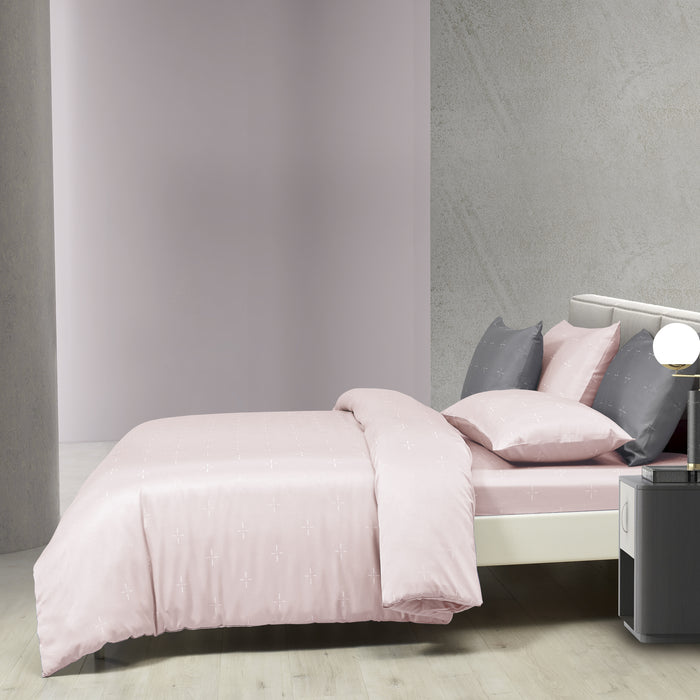 (New Arrival) Epitex 1600TC Melange Tencel Blend Dobby Bedsheet Set (Pale Rose)