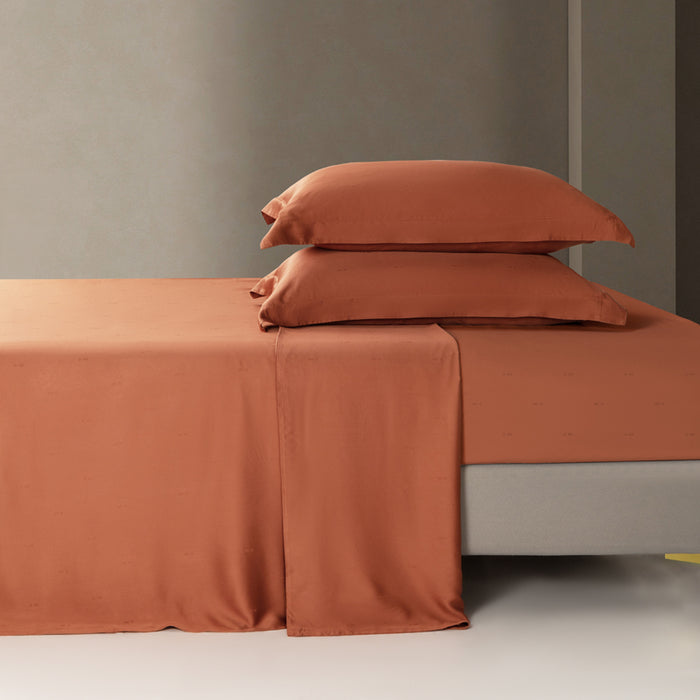 Epitex Nature Collection 100% Bamboo Grana Bedsheet (Terracotta) | Fitted Sheet Set | Bedset