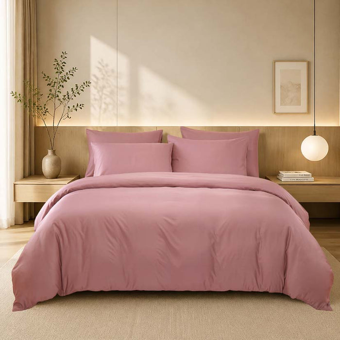 EPINOVA PUREASE BAMBOO SOLID 1200TC Bedsheet Set | Fitted Sheet Set (Lt Salmon)