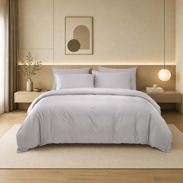 EPINOVA PUREASE BAMBOO SOLID 1200TC Bedsheet Set | Fitted Sheet Set (Lt Grey)