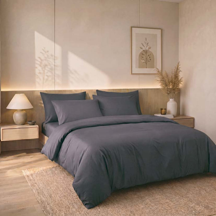 EPINOVA PUREASE BAMBOO SOLID 1200TC Bedsheet Set | Fitted Sheet Set (Dark Grey)