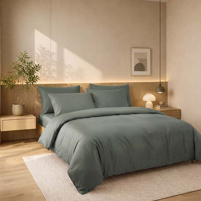 EPINOVA PUREASE BAMBOO SOLID 1200TC Bedsheet Set | Fitted Sheet Set (Olive Green)