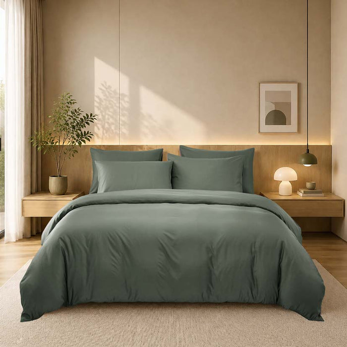 EPINOVA PUREASE BAMBOO SOLID 1200TC Bedsheet Set | Fitted Sheet Set (Olive Green)