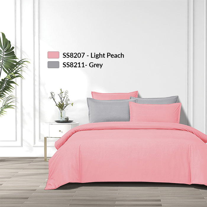 Epitex Silkysoft 980TC Bedsheet | Fitted sheet Set | Bedset (Light Peach / Grey)
