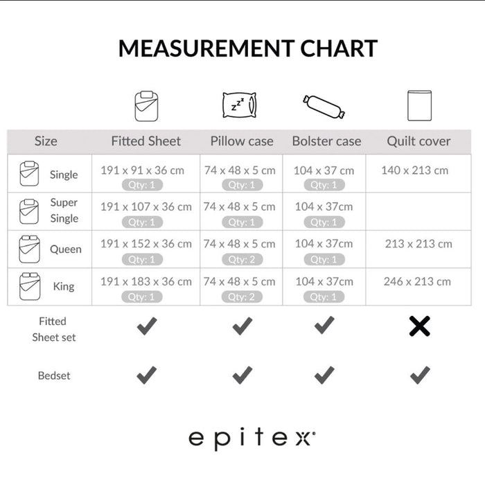 Epitex Silkysoft Printed 980TC SP9180 Bedsheet | Fitted Sheet Set | Bedset