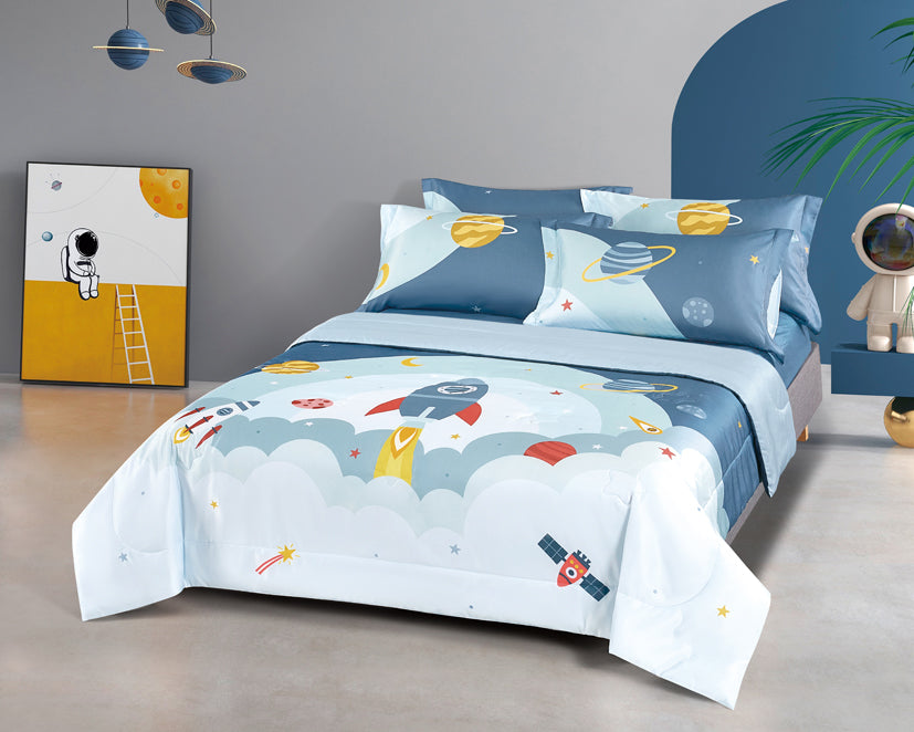 EPITEX WHIMSY ARTE 1200TC Bedsheet | Fitted Sheet Set (WH674 Rockets)