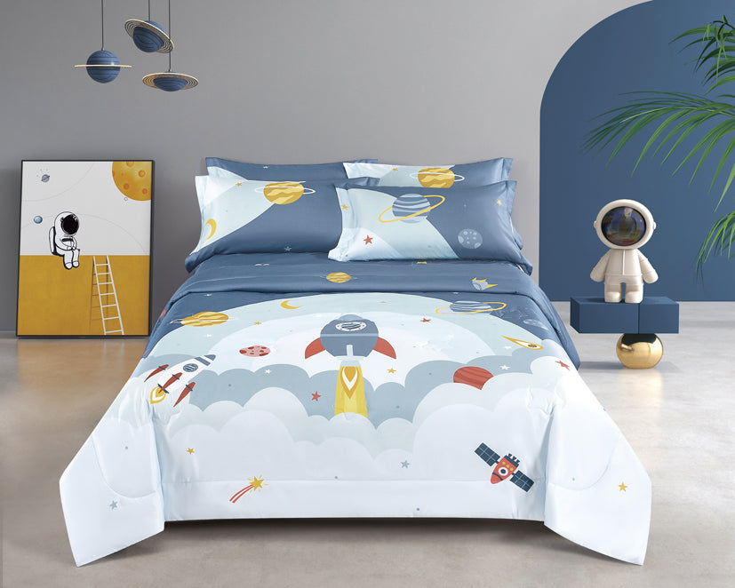 EPITEX WHIMSY ARTE 1200TC Bedsheet | Fitted Sheet Set (WH674 Rockets)