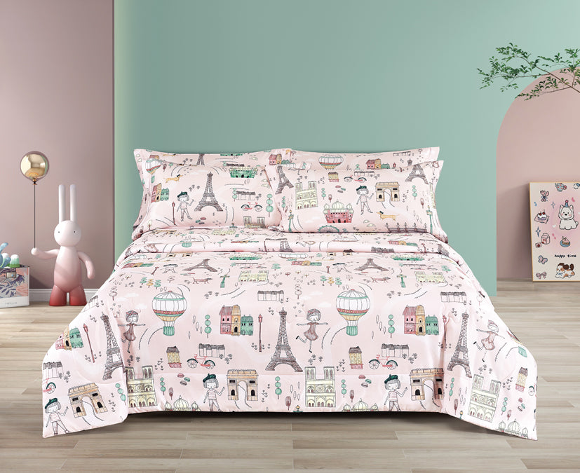 EPITEX WHIMSY ARTE 1200TC Bedsheet | Fitted Sheet Set (WH676 Paris Tour)