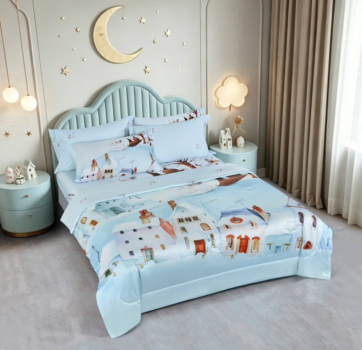 EPITEX WHIMSY ARTE 1200TC Bedsheet | Fitted Sheet Set (WH686 Snow City)