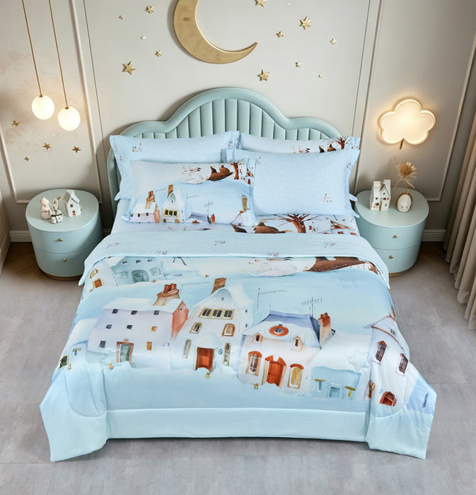 EPITEX WHIMSY ARTE 1200TC Bedsheet | Fitted Sheet Set (WH686 Snow City)