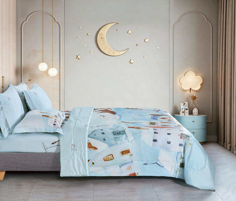 EPITEX WHIMSY ARTE 1200TC Bedsheet | Fitted Sheet Set (WH686 Snow City)