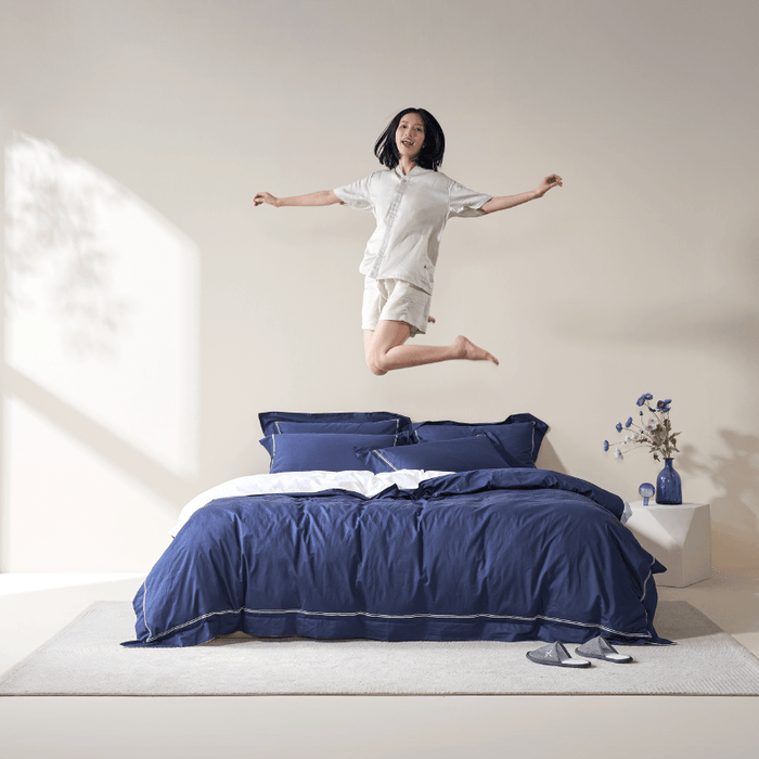 (New Arrival) Epitex 100% Tencel Sleep Wear Set - Midnight Blue | Lounge Wear | Pjyamas