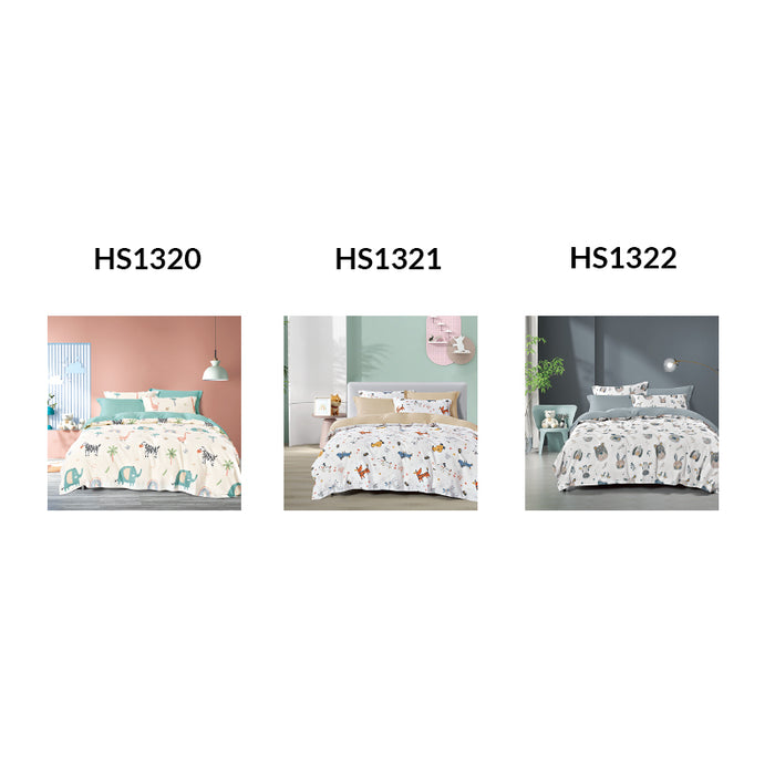 Epitex 1200TC Hybrid Botanic Silk Printed Fitted Sheet Set | Bedsheet | Bedset | Bedding