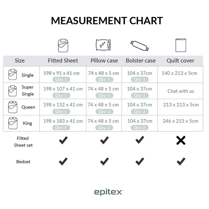 (New Arrival) Epitex 100% Tencel Dobby 1600TC  White Fitted Sheet Set | Bedset