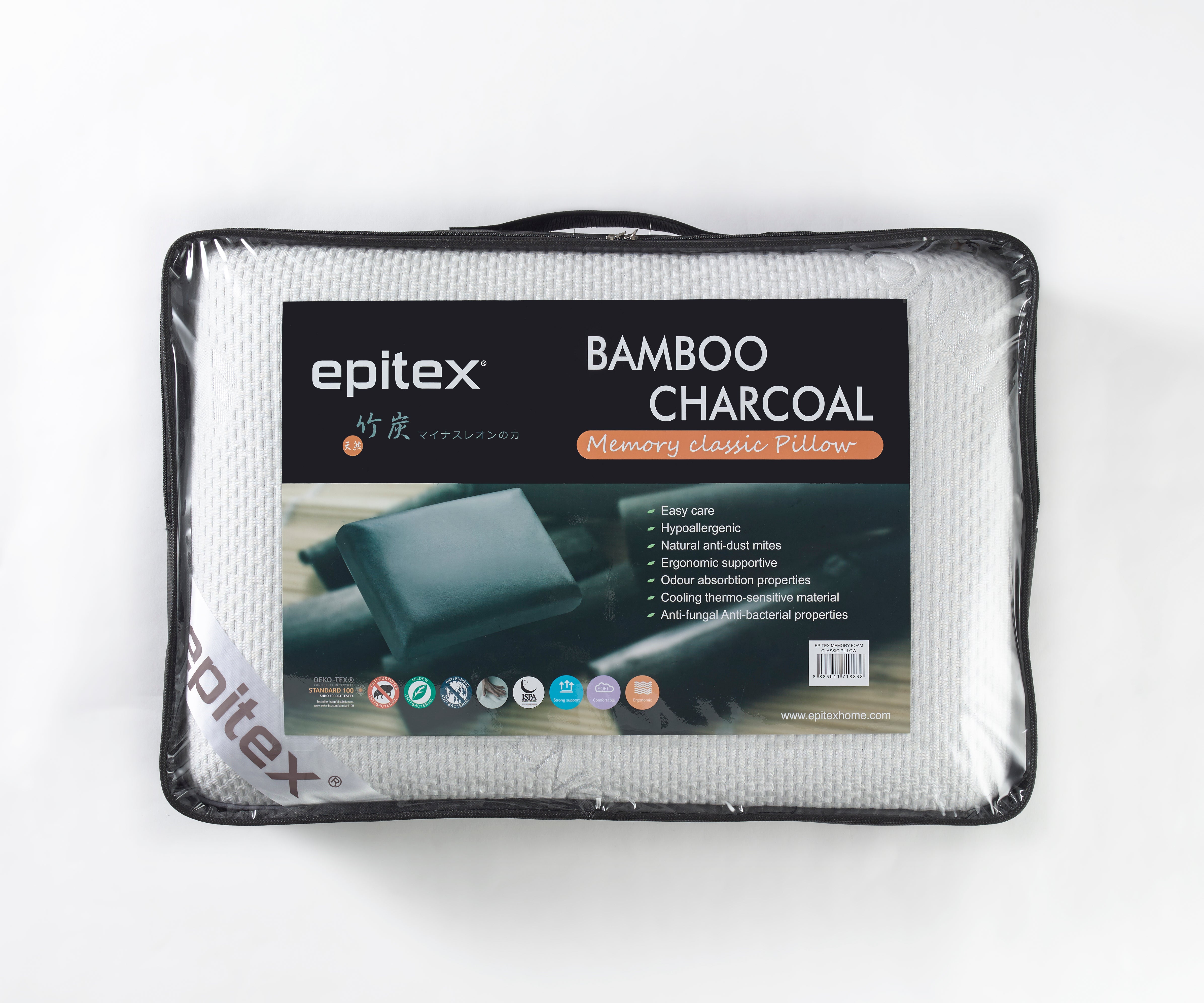 Epitex Tencel Bamboo Charcoal Memory Classic Contour Pillow