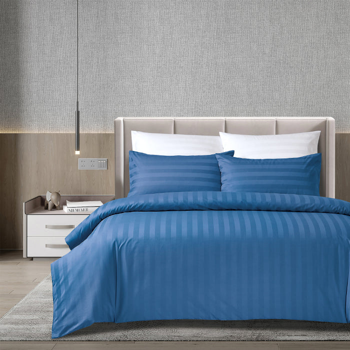 100% Cotton 980TC Dobby River Blue Fitted Sheet Set | Bedset - Epitex
