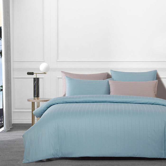 100% Cotton 1200TC Dobby Blush Blue Fitted Sheet Set | Bedset - Epitex