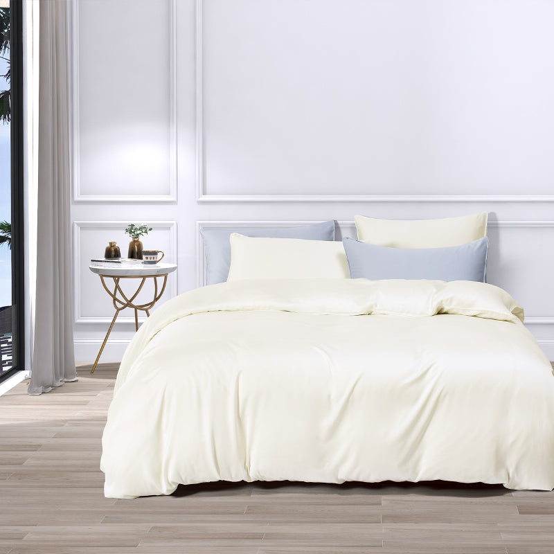 100% Tencel Solid 1600TC Ivory Fitted Sheet Set | Bedset
