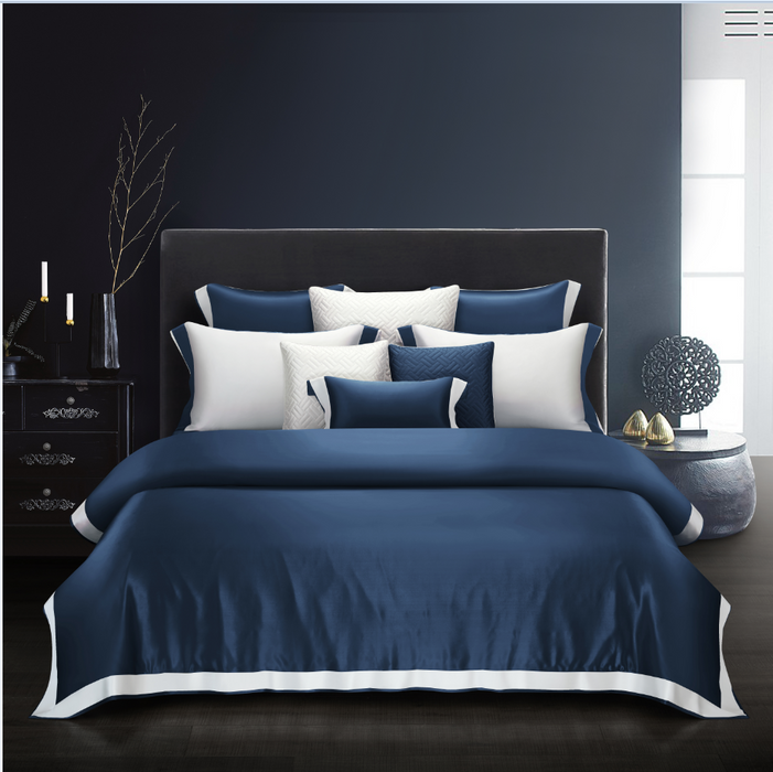 Epitex 100% Luxury Mulberry Pure Silk Series Bedset (Midnight Blue) - Epitex